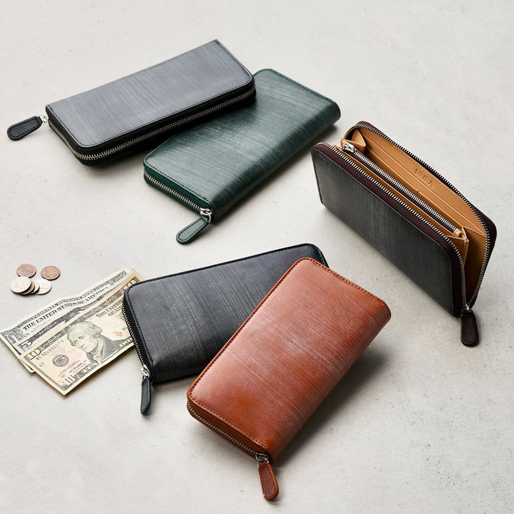 ブライドルイタリアンレザー YKKラウンドファスナー スキミング防止 長