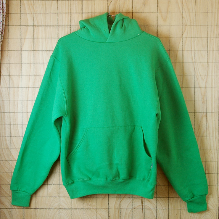 古着メンズUSA(アメリカ)製グリーン(緑)無地スウェットパーカー