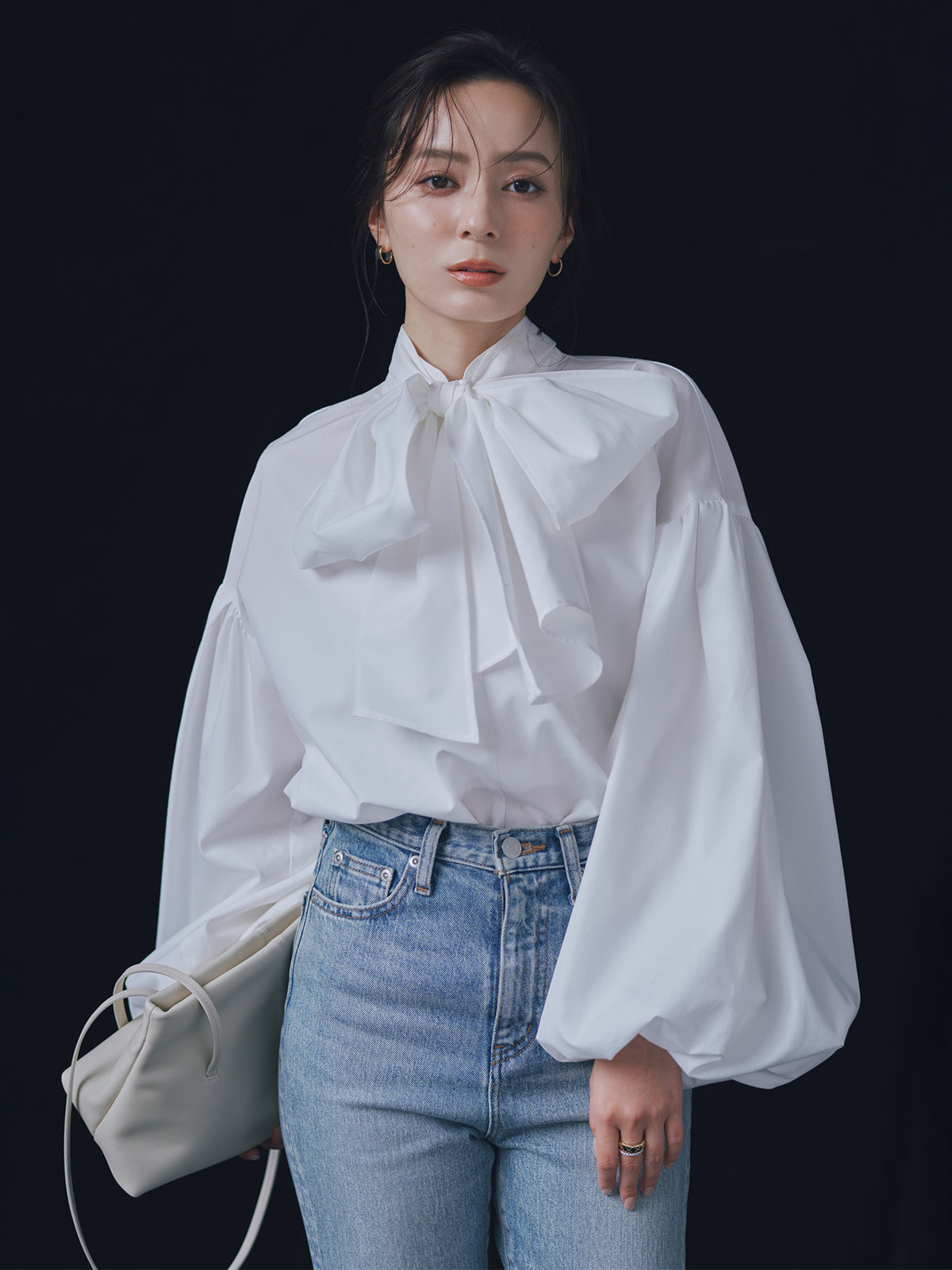 Anniv.バルーンスリーブボウタイブラウス