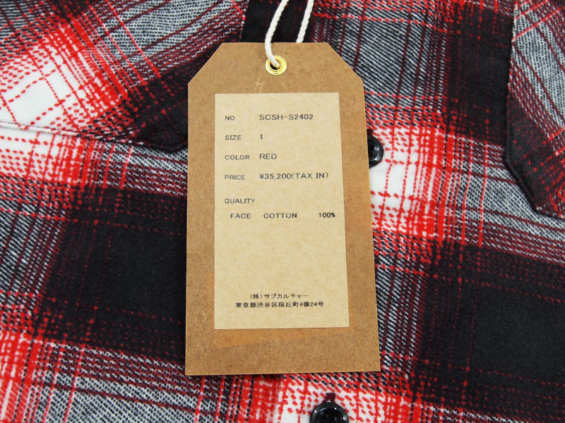 SC SubCulture 'OMBRE CHECK SHIRT'オンブレチェック シャツ