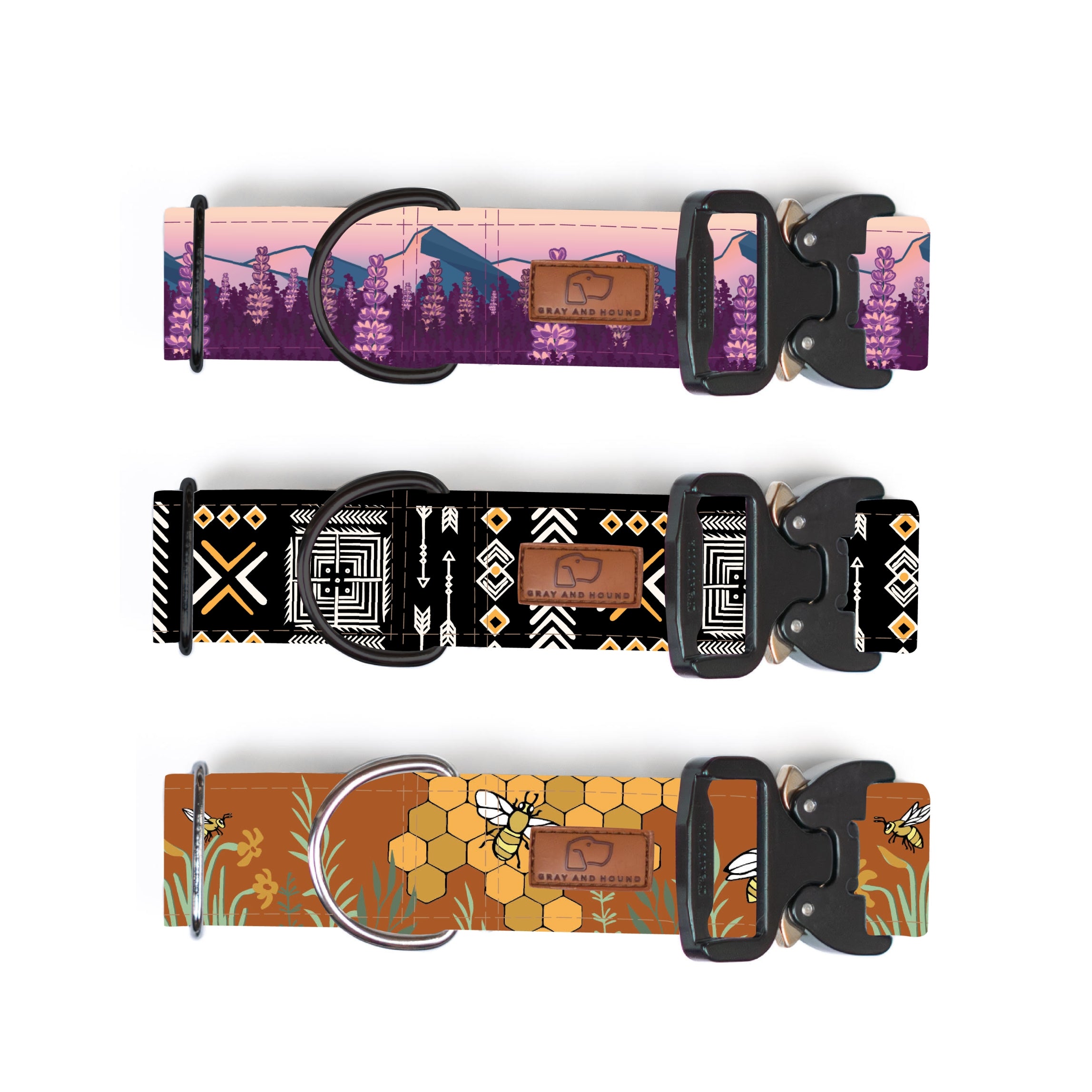 Metal Cobra Buckle Dog Collar Three Pack (choose your designs