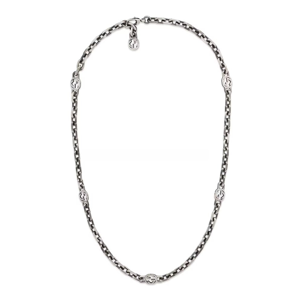 Gucci Interlocking Long Necklace in Aged Silver, 616941J84000811