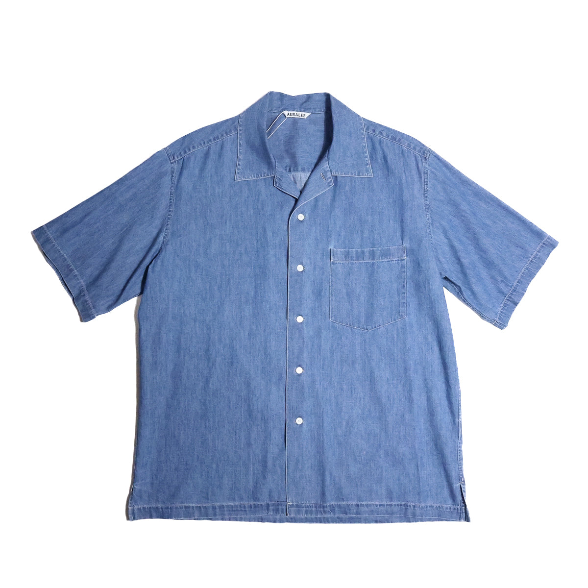 AURALEE 「SELVEDGE SUPER LIGHT DENIM HALF SLEEVED SHIRT / WASHED