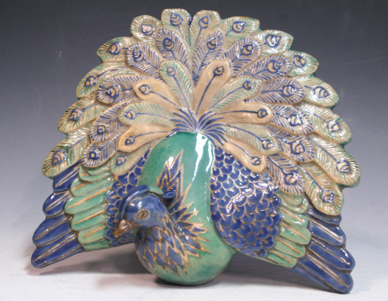 古美術青華堂｜H846 京焼・色絵孔雀掛花入（江戸時代）