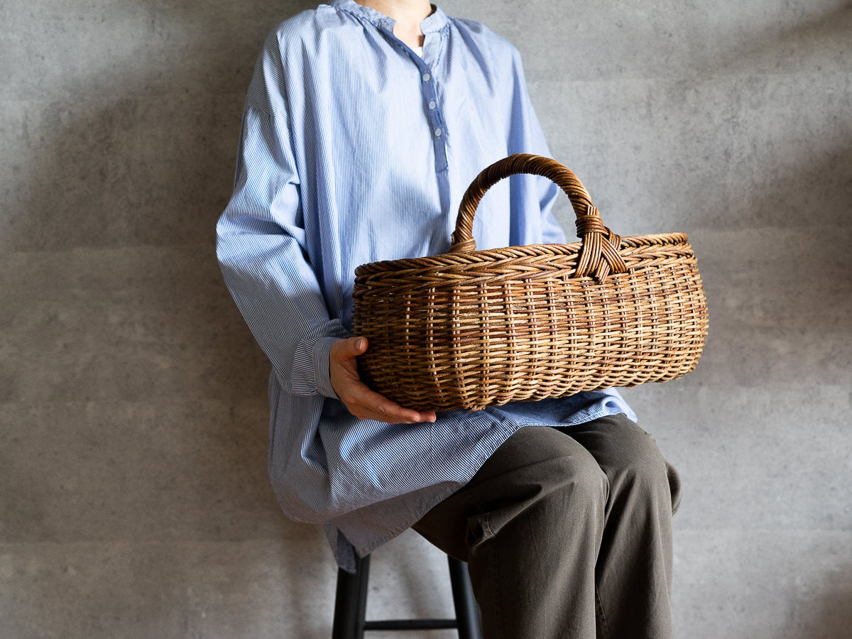 あけび蔓の手編みバスケット パンやお弁当の持ち運びに – 市川籠店