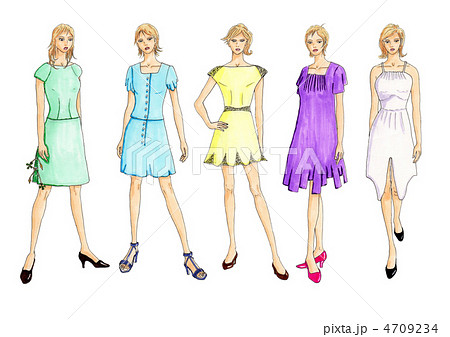 ファッションデザイン画のイラスト素材 [4709234] - PIXTA