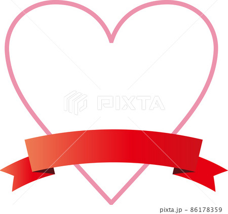 ハート リボン フレーム ピンク のイラスト素材 [86178359] - PIXTA