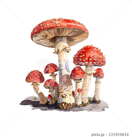 白背景に毒キノコの水彩イラストのイラスト素材 [115959818] - PIXTA