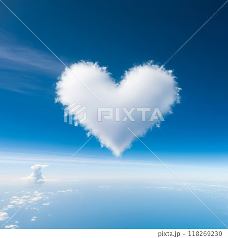空に浮かぶハート型の雲のイラスト素材 [118269230] - PIXTA