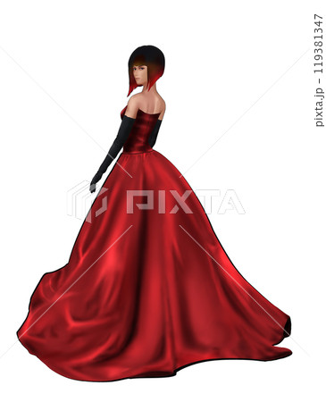 赤いドレスを着た女性のイラスト素材 [119381347] - PIXTA
