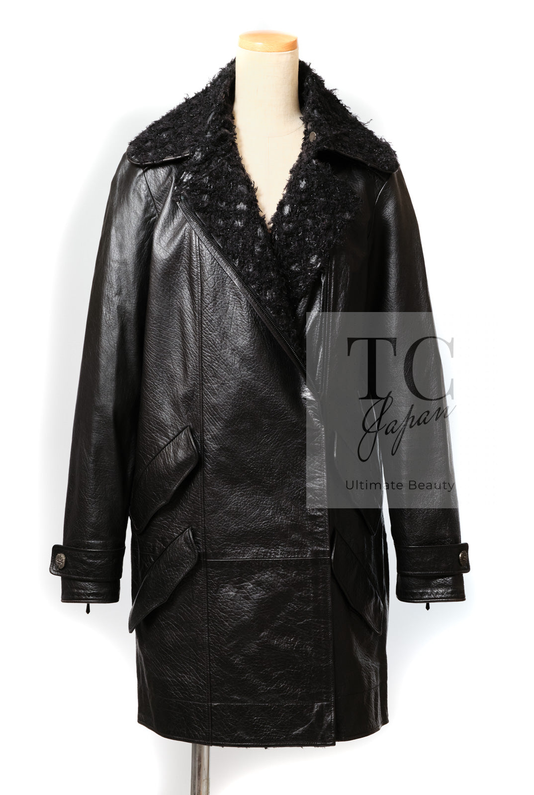 シャネル ジャケット コート CHANEL ブラック モーターサイクル