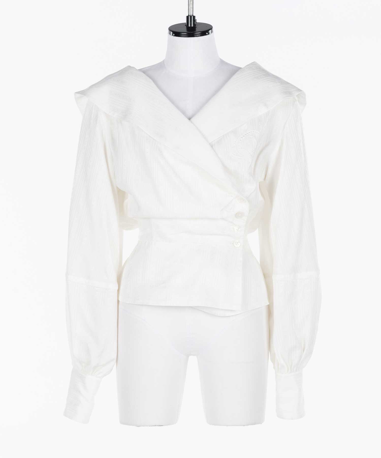 Rose jaquard stripe sailor collar blouse｜FETICO（フェティコ）公式