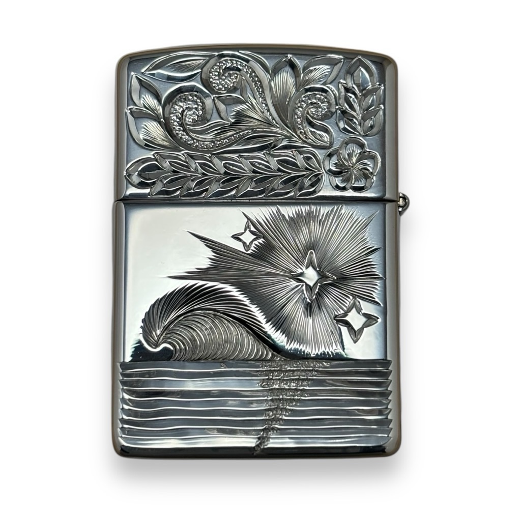 総手彫りスターリングシルバーZippo（アーマータイプ・K18モチーフ