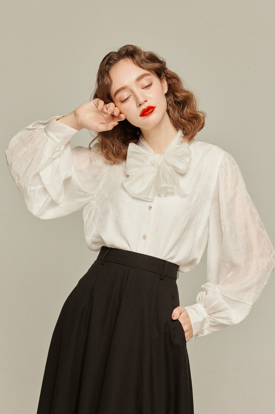 伝説の秘宝》リボンブラウス-White – Tnewties