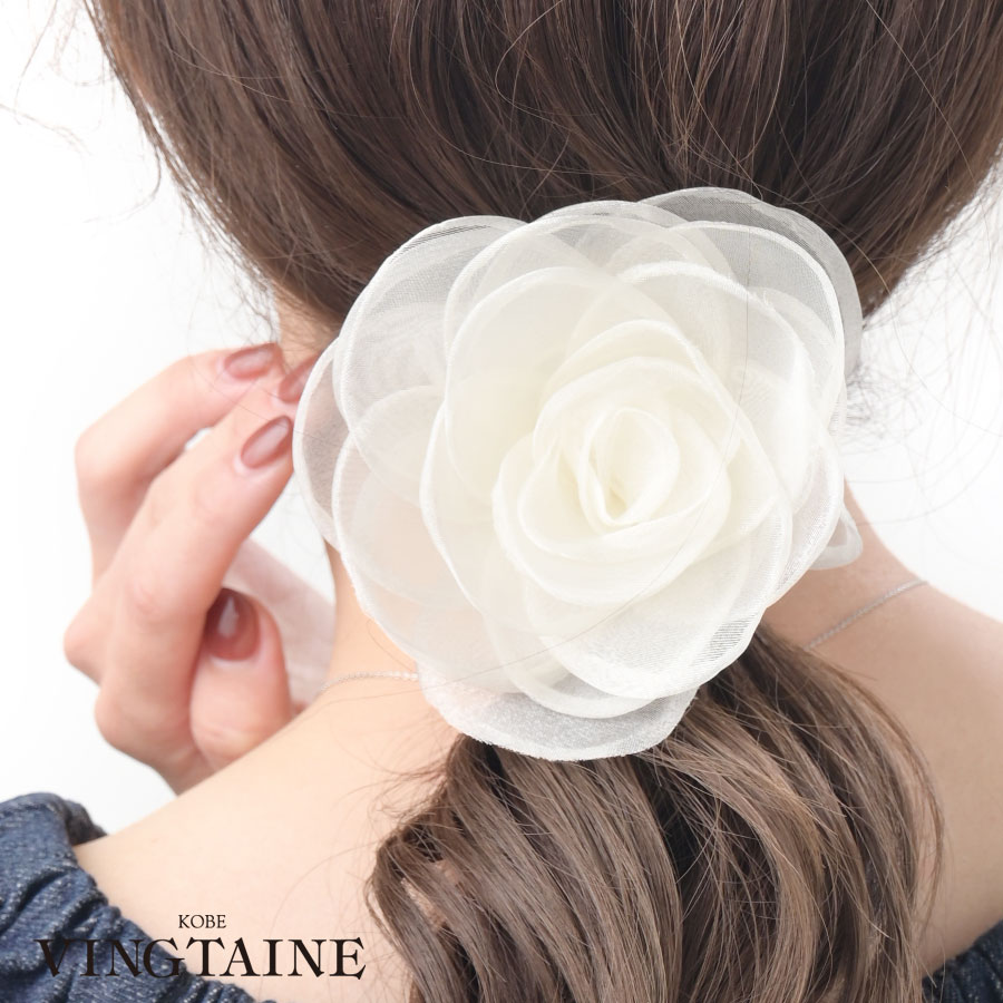 楽天市場】☆ネコポス送料無料☆シュシュ ヘアゴム カメリア