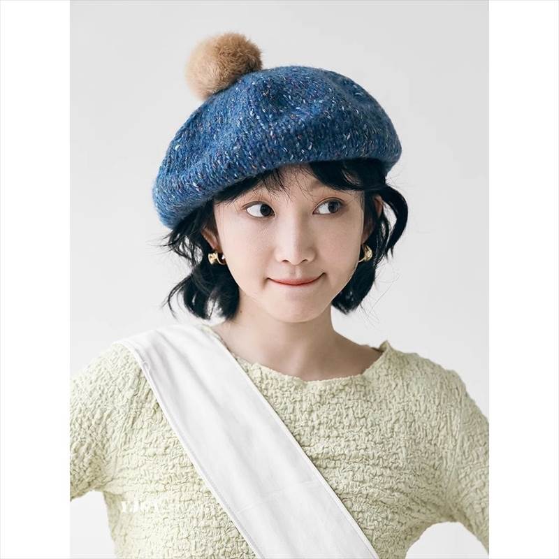 楽天市場】帽子 レディース ニットベレー帽 ポンポン付き 杢 霜降り