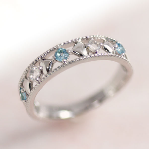 楽天市場】ピンキーリング ブルートパーズ ブルームーンストーン