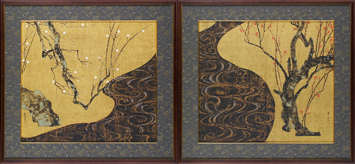 楽天市場】尾形光琳 紅白梅図（右隻・左隻セット）複製画 巧藝画 大塚