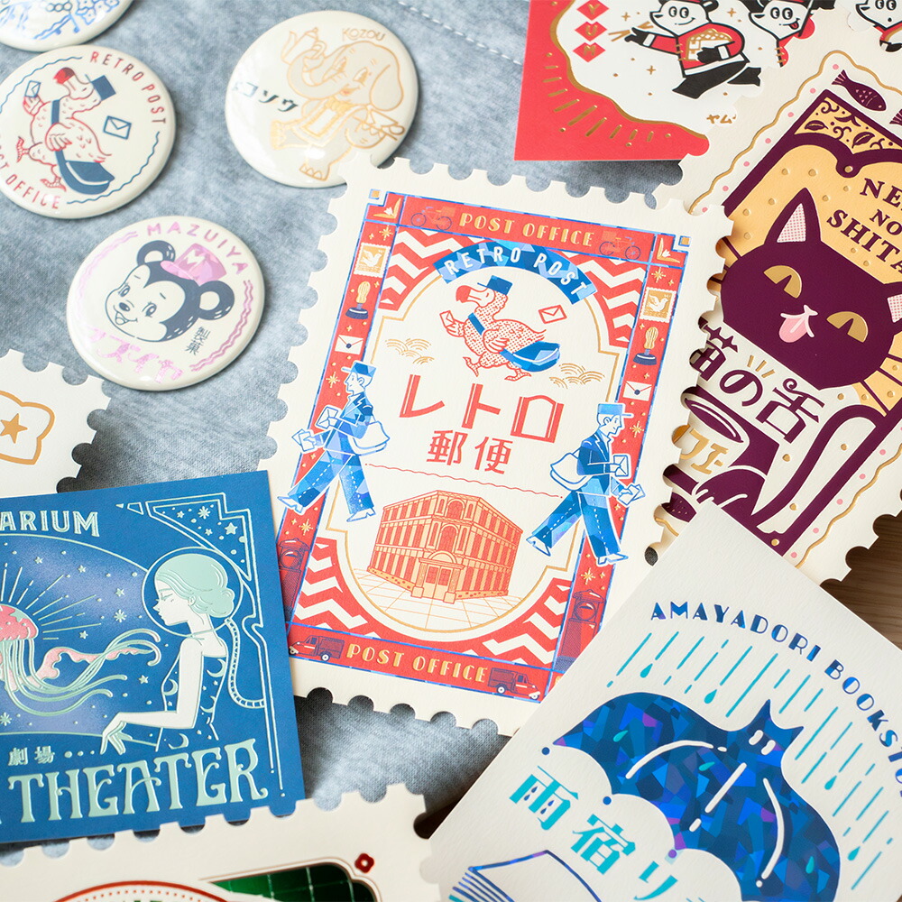 楽天市場】オビワン×ROKKAKU レトロ郵便 箔押しポストカード フタバ