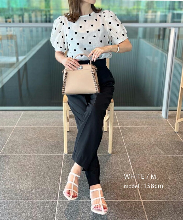 楽天市場】ドット柄パフスリーブシアーブラウス レディース ドット柄