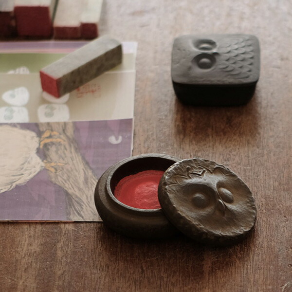 楽天市場】朱肉入れ 朱肉池 慧（けい）ふくろう 高岡銅器 馬場忠寛