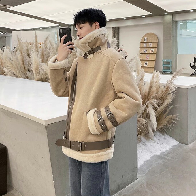 楽天市場】ブルゾン メンズ フェイクムートンジャケット ムートン