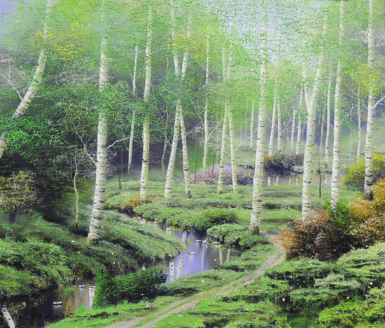 楽天市場】絵画 油絵 白樺林 （早瀬遼） 送料無料 【肉筆】【油絵