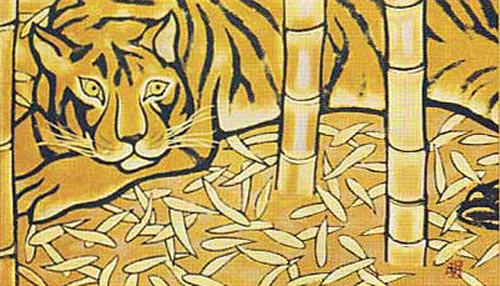 楽天市場】橋本明治 絵画 竹に虎 送料無料 【複製】【美術印刷】【巨匠