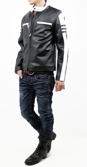 楽天市場】XSサイズ〜6L シングルライダース ツートンカラー 革ジャン