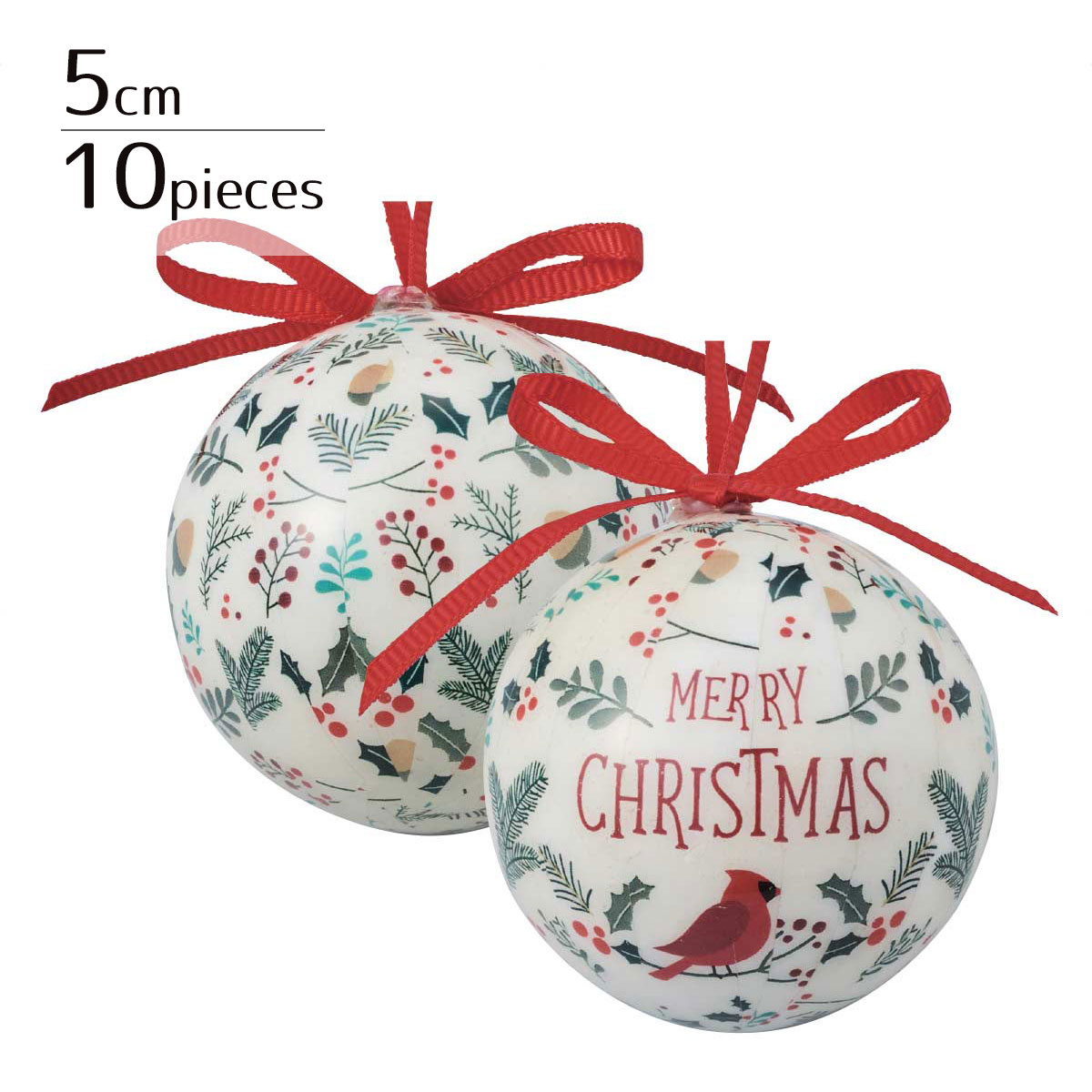 楽天市場】【10個入り】メリークリスマスオーナメントプリントボール