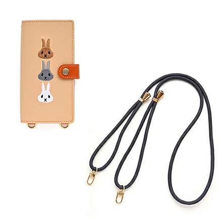 楽天市場】全機種対応 スマホケース 手帳型 【 刺繍 ウサギ 】 縦下げ