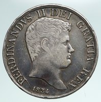 1834 ITALY Italian States NAPLES SIC Ferdinand II Kingdom Silver