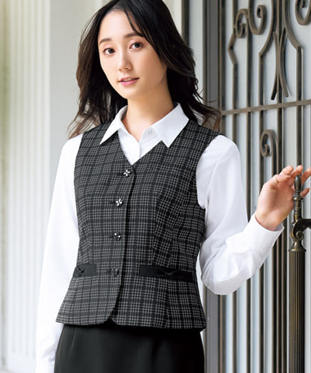 全1色】ベスト(ドットブロックチェック) FV36125-9 | 事務服・会社制服