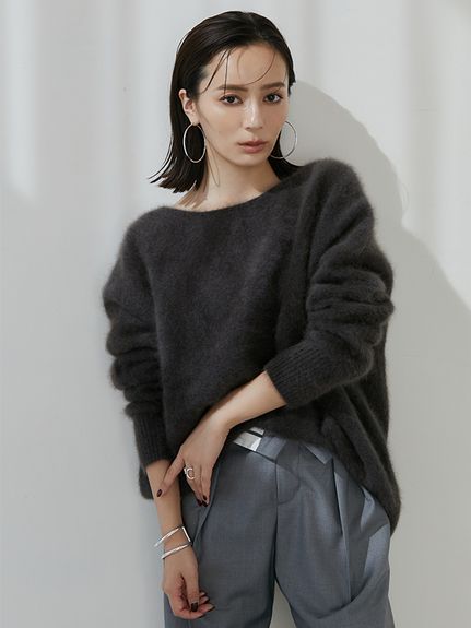 ラクーンボートネックニットプルオーバー（ニット）｜ánuans（ア