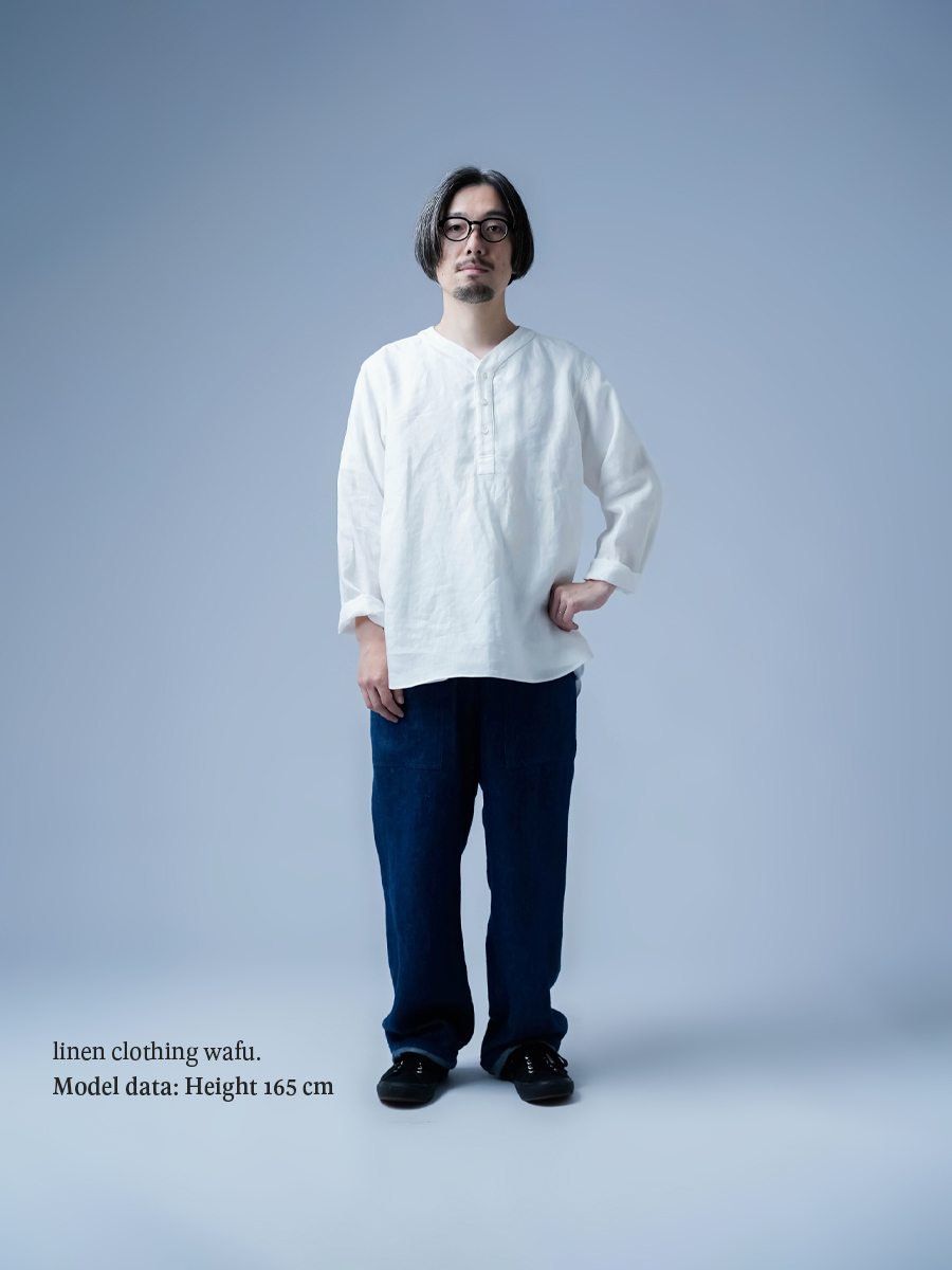 リネントップス】快適さ無制限 スリーピングシャツ ／ 白色 t030c-wht1