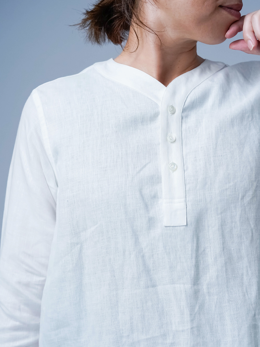 リネントップス】快適さ無制限 スリーピングシャツ ／ 白色 t030c-wht1