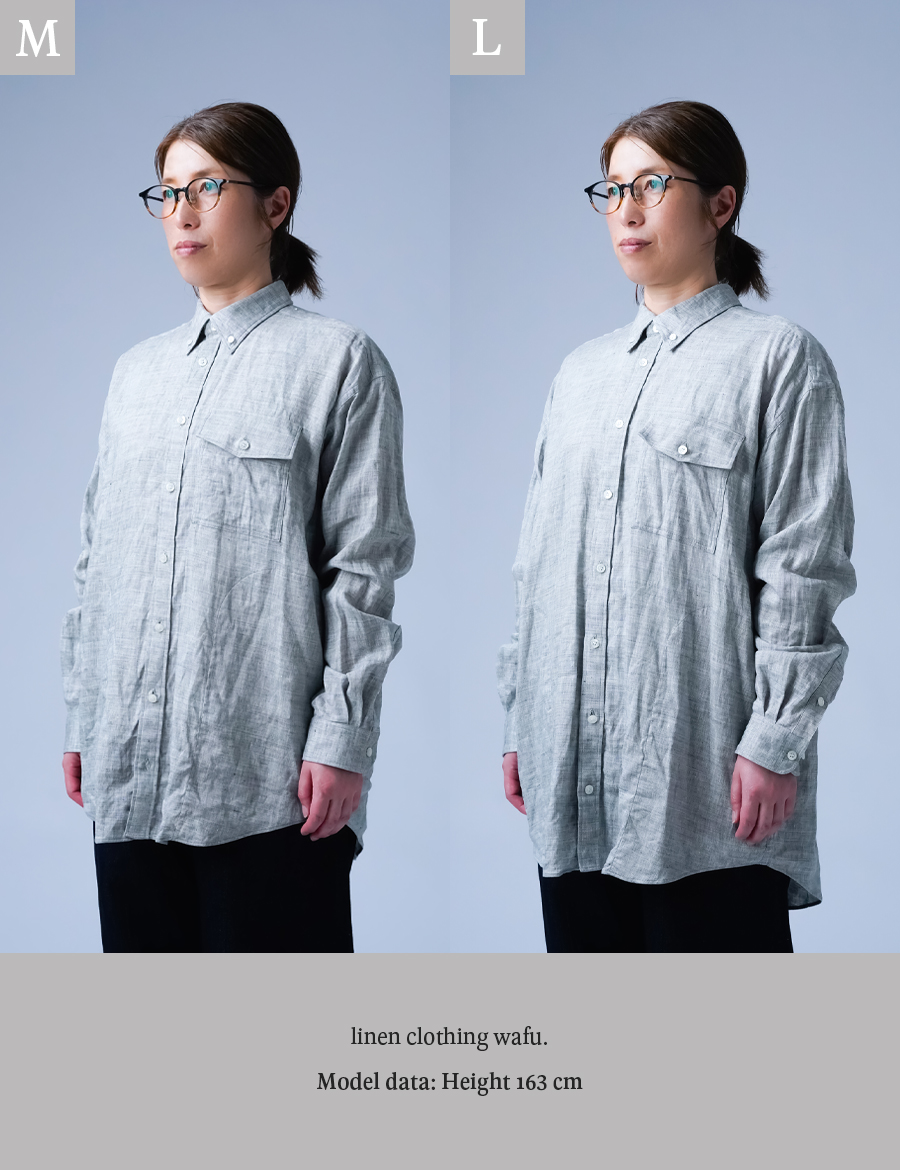 シャンブレーリネンシャツ】ついつい手を入れたくなる ポケット付き