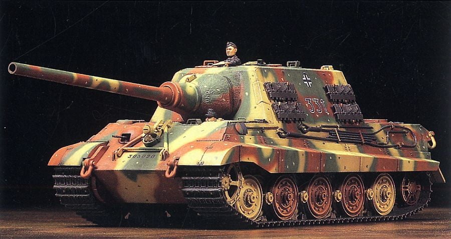 タミヤ1/48ドイツヤークトタイガー完成品 （ディスプレイケース付き