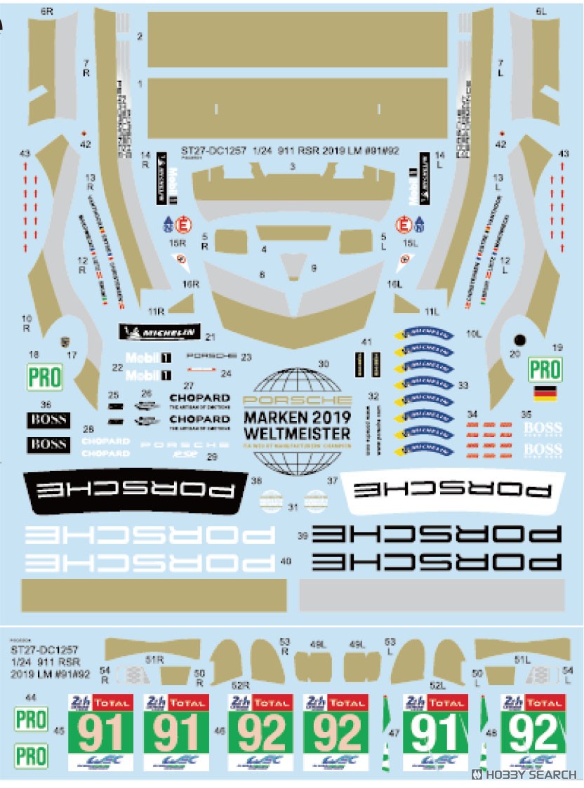 911 GT3 RSR #91/#92 LM 2019 (デカール) - ホビーサーチ カーモデル