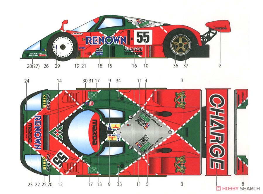 787B CHRGE #55 LM 1991 (デカール) - ホビーサーチ カーモデル
