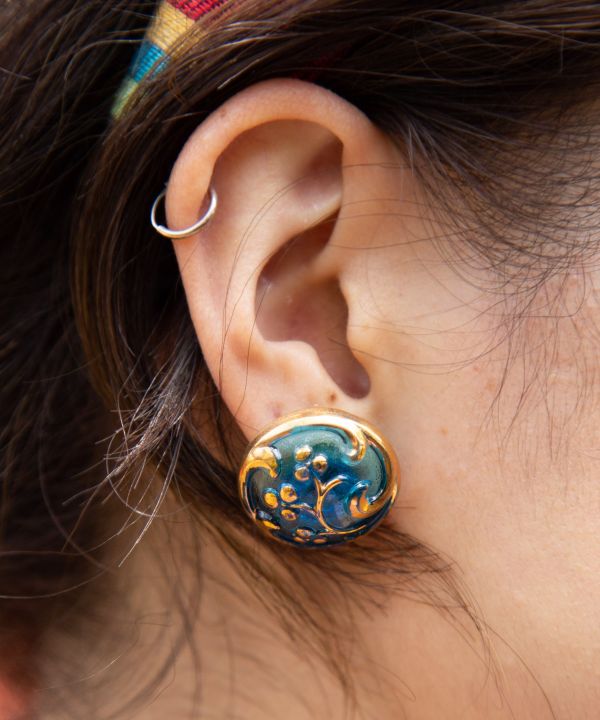 チェコガラスソレピアス（L）(BLUE FLOWER): 『欧州航路』