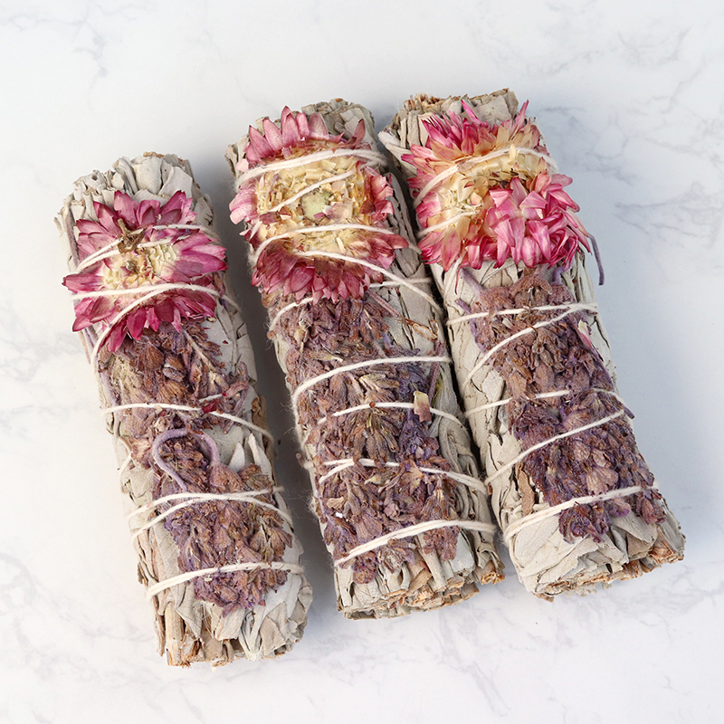 浄化用ホワイトセージ バンドルタイプ（ドライフラワー付き）1本-005