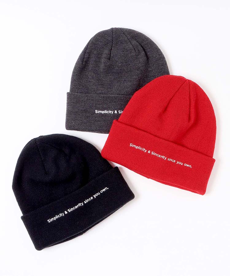 ロゴ刺繍ニット帽 帽子 ワッチ ニット ファッション雑貨 ブラック