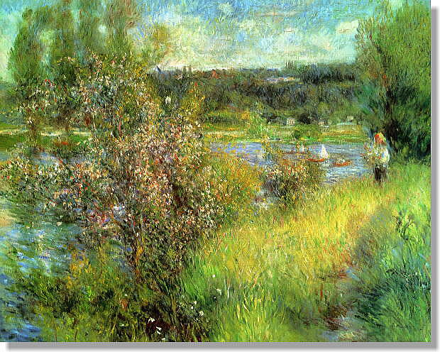 ルノワール 、【シャトゥーのセーヌ河】、希少画集画、新品高級額・額装付