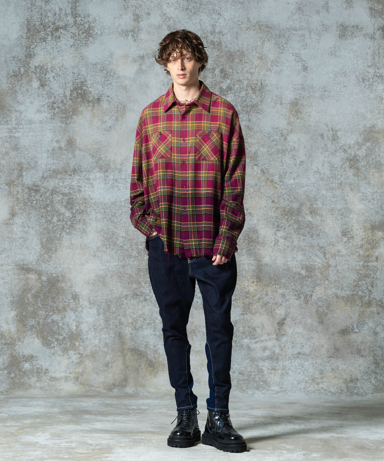 GB0325/SH02 : Bleach Check Shirt / ブリーチチェックシャツ | glamb