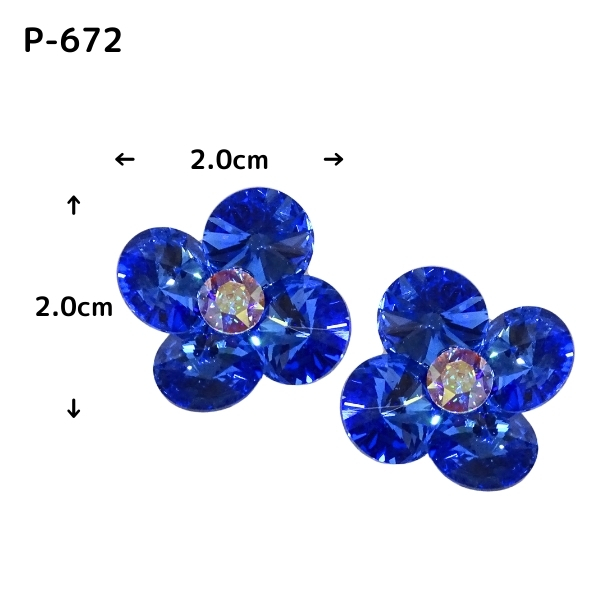 PINK ピアス P-672 ブルー 社交ダンス アクセサリーマシンカット 存在