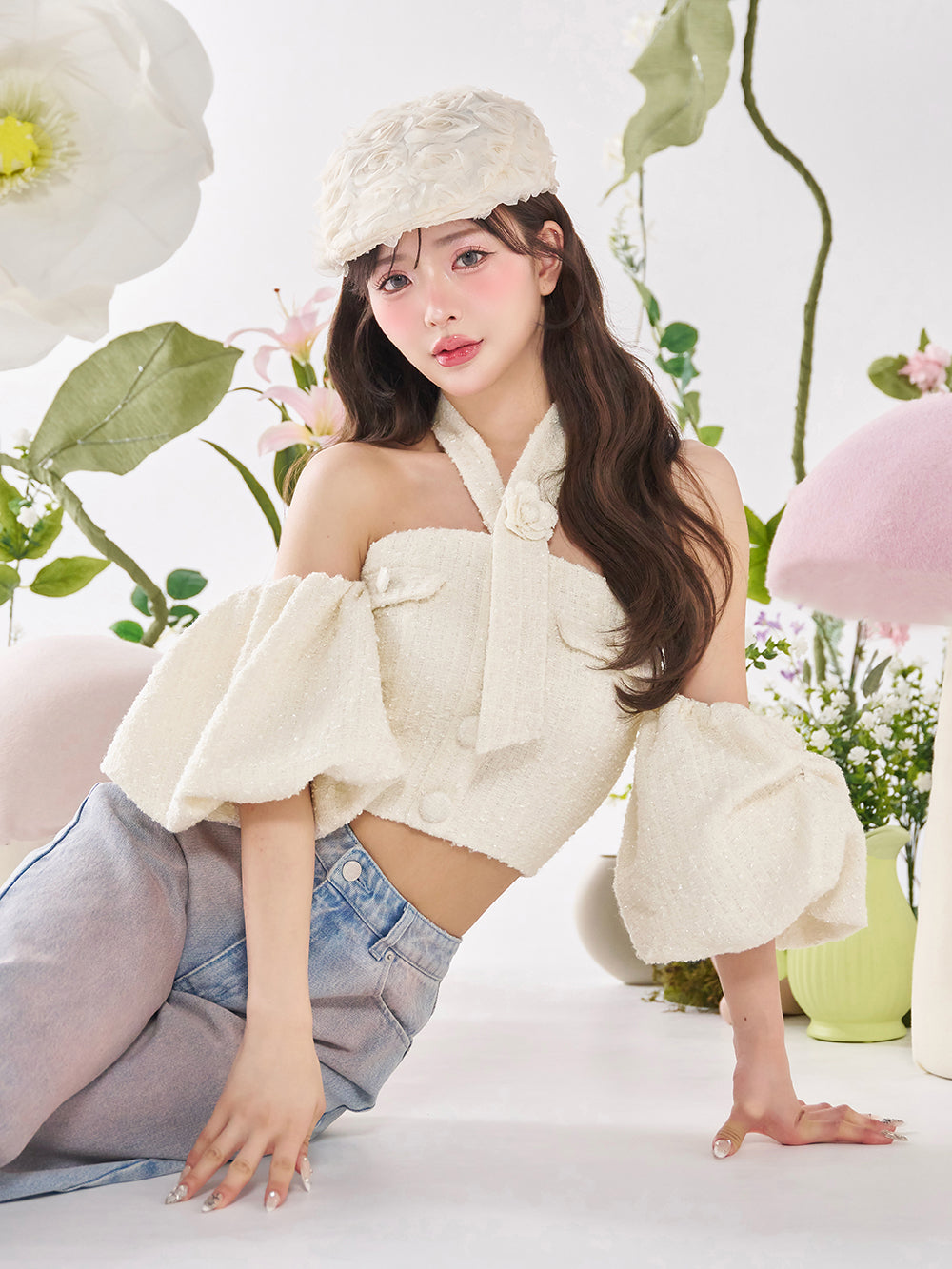 ホルターネックオフショルツイードトップス – Darich (ダーリッチ)