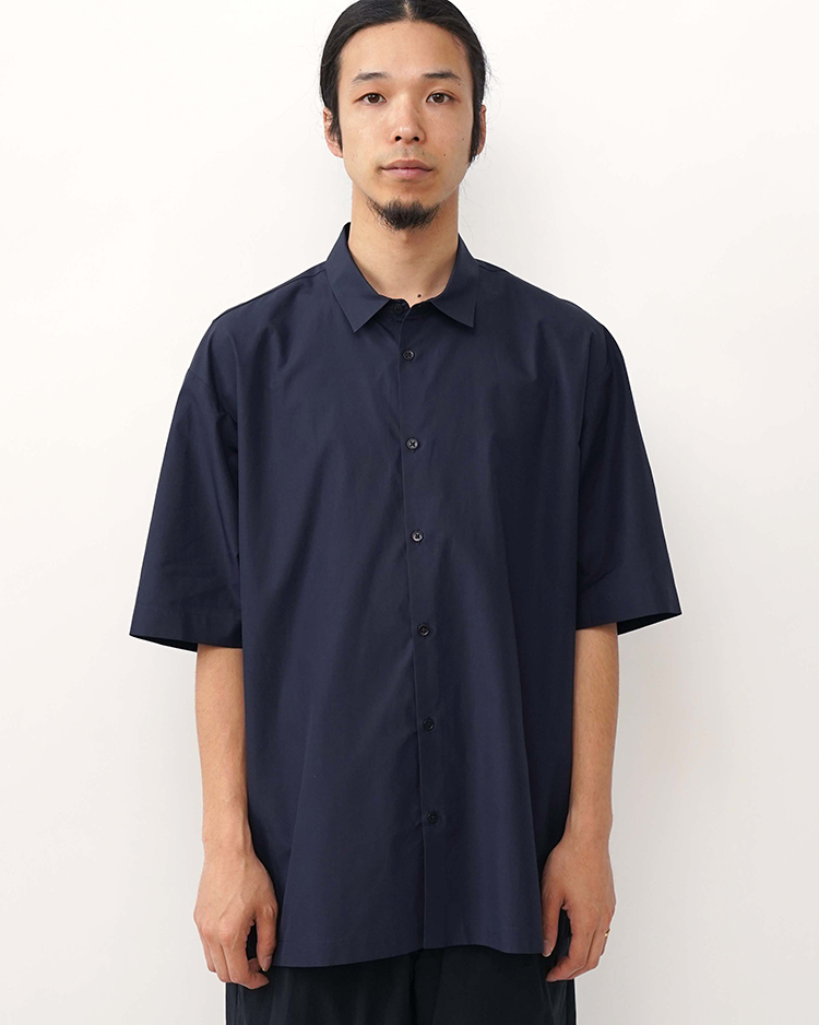 SUVIN BROAD SHORT SLEEVE SHIRT / NAVY | ATON (MEN)(エイトン