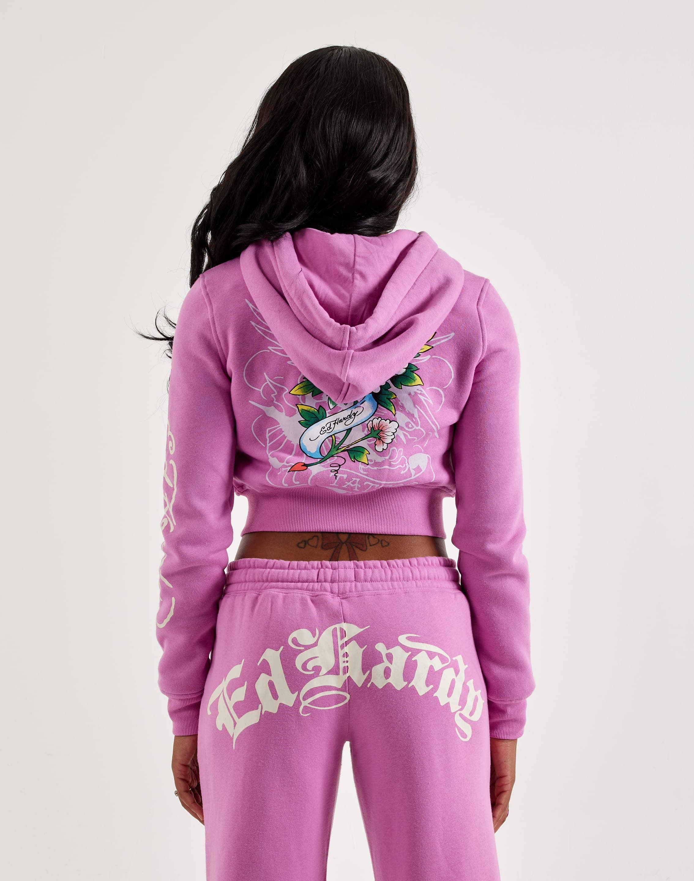 Ed Hardy Flower Skull Y2K Full-Zip Fleece Hoodie – DTLR