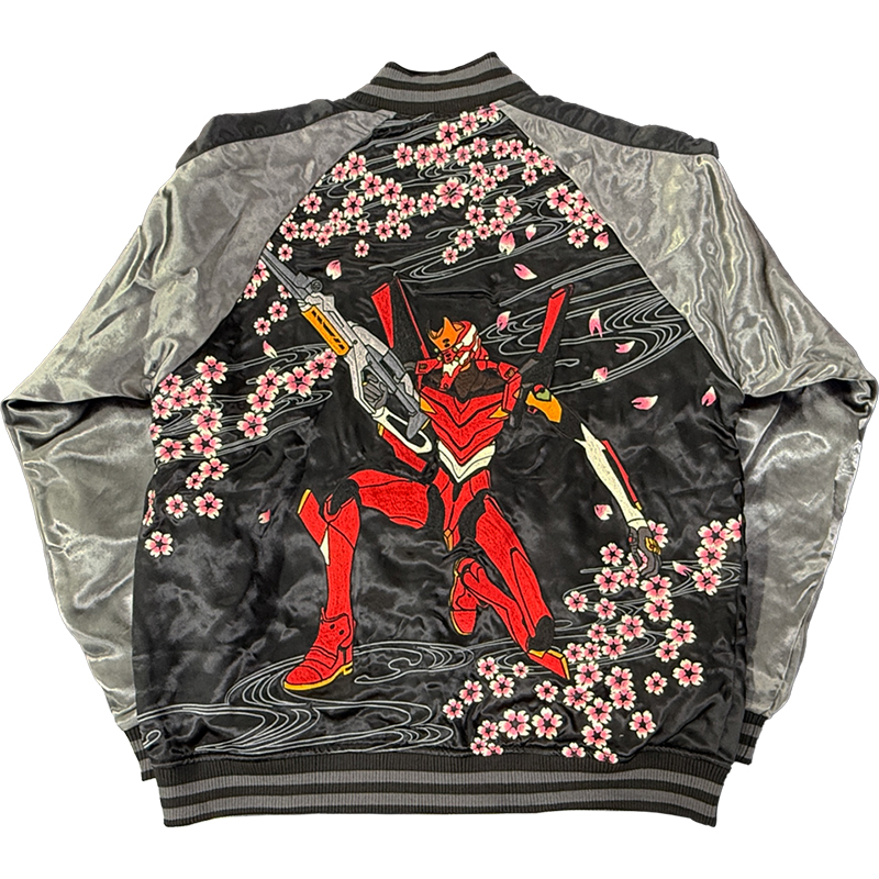 EVAx錦】桜流水2号機/MA-1 リバーシブル総刺繍スカジャン/BLACKx袖